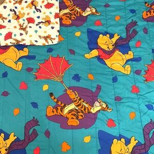 Vtg Disney Winnie The Pooh & Tigger Blustery Day Full‎ Double Comforter 90's